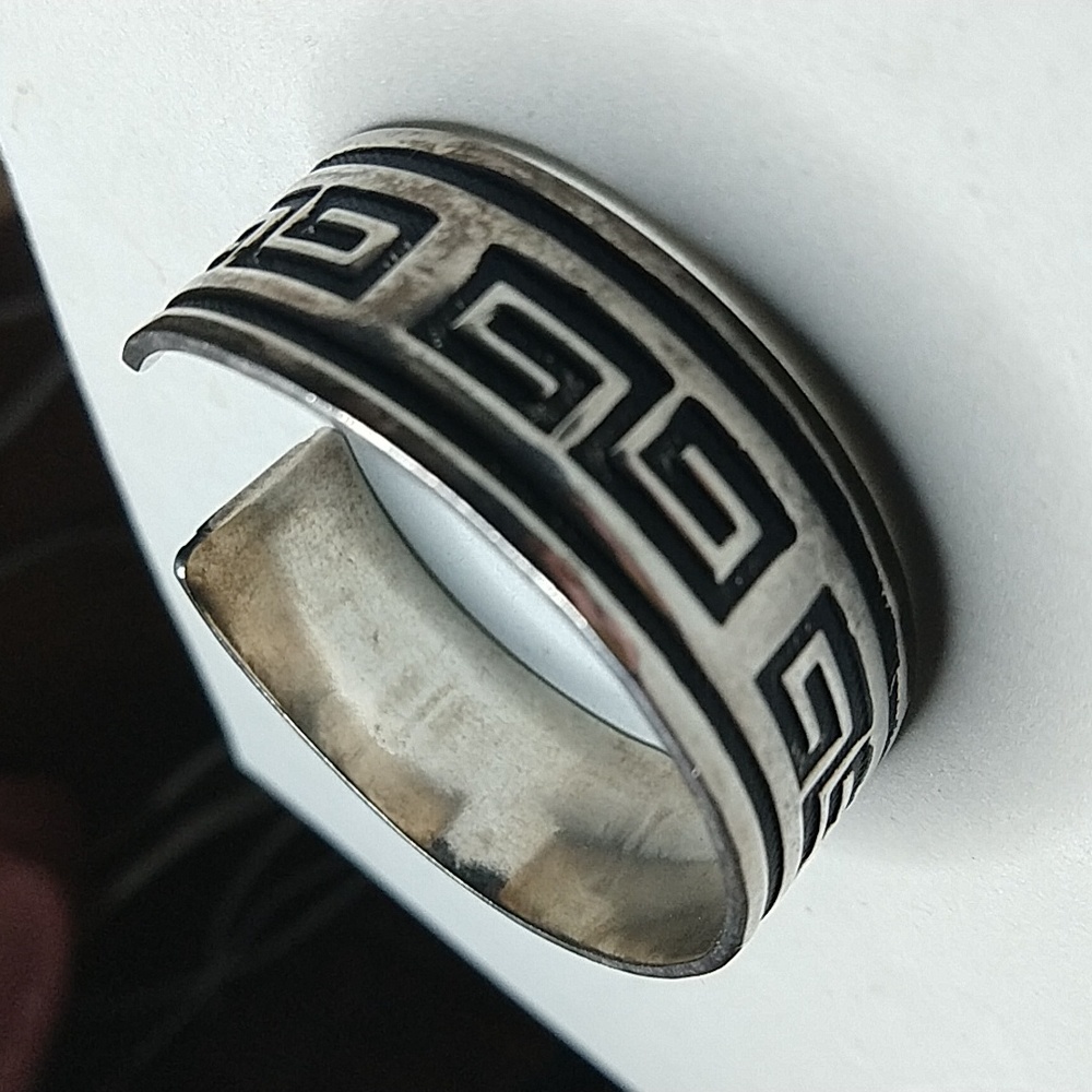 Solid Sterling Silver 925 Greek Key Scroll Design… - image 3